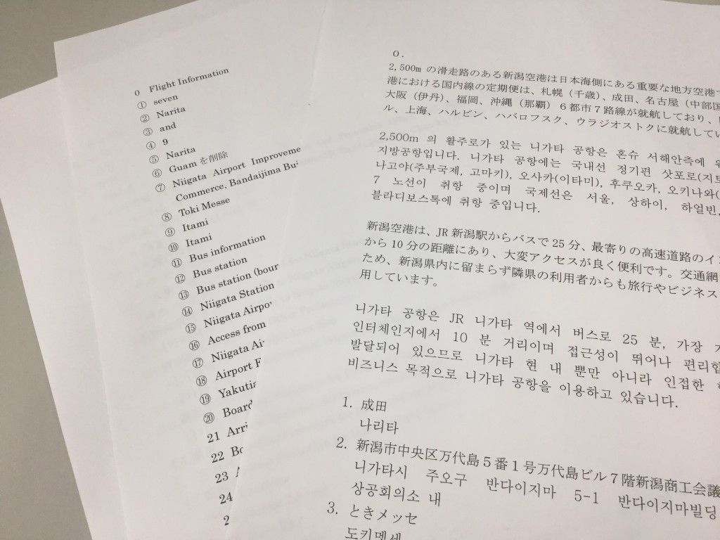 翻訳していただいた原稿